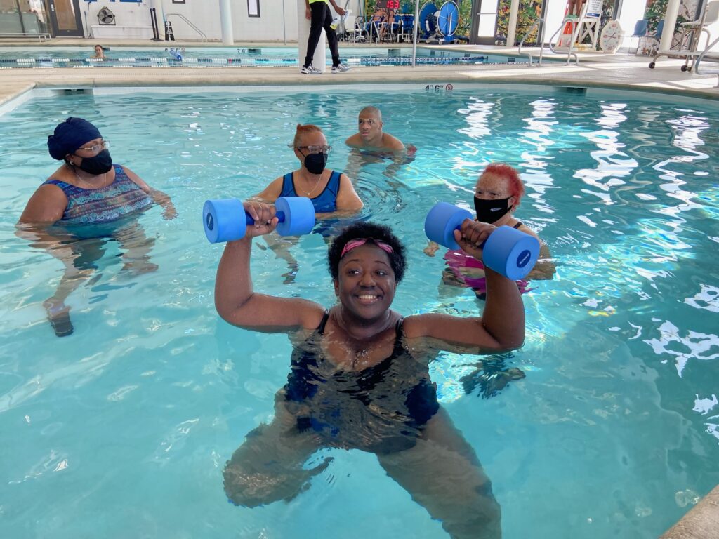 CHOICES participants in a pool during an Aqua Fitness class