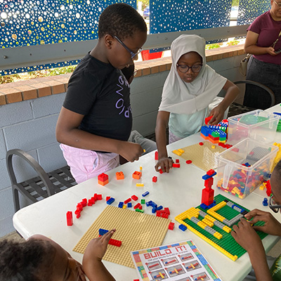 Children playing with legos