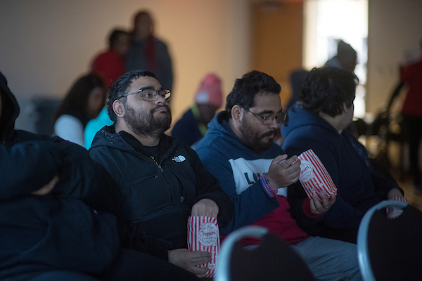 people watching movie
