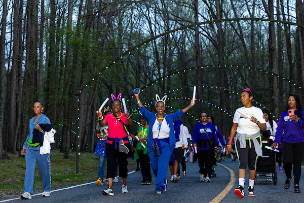 participants walking at Glow Walk 5k