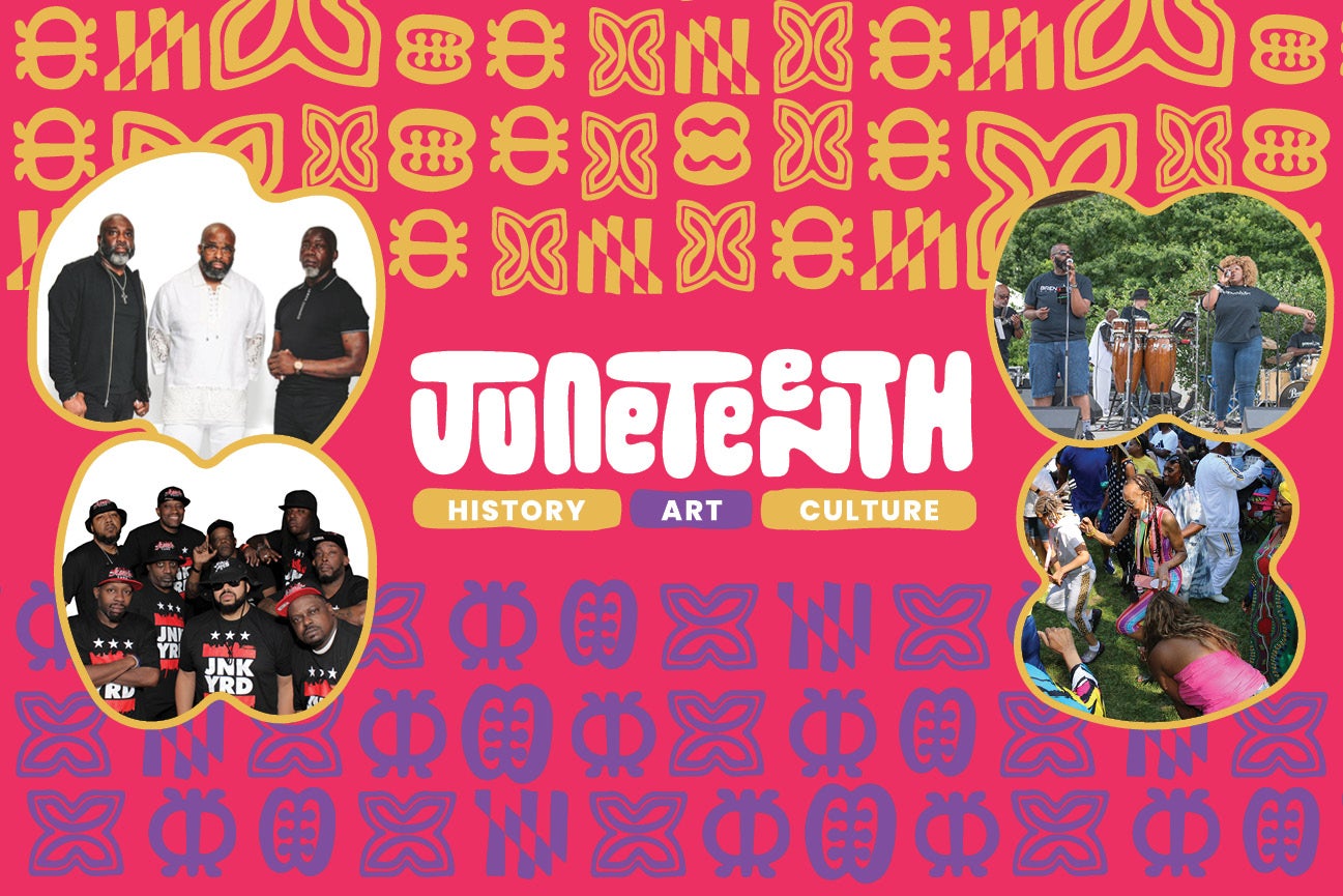 Banner graphic that says Juneteenth - History, Art, Culture.