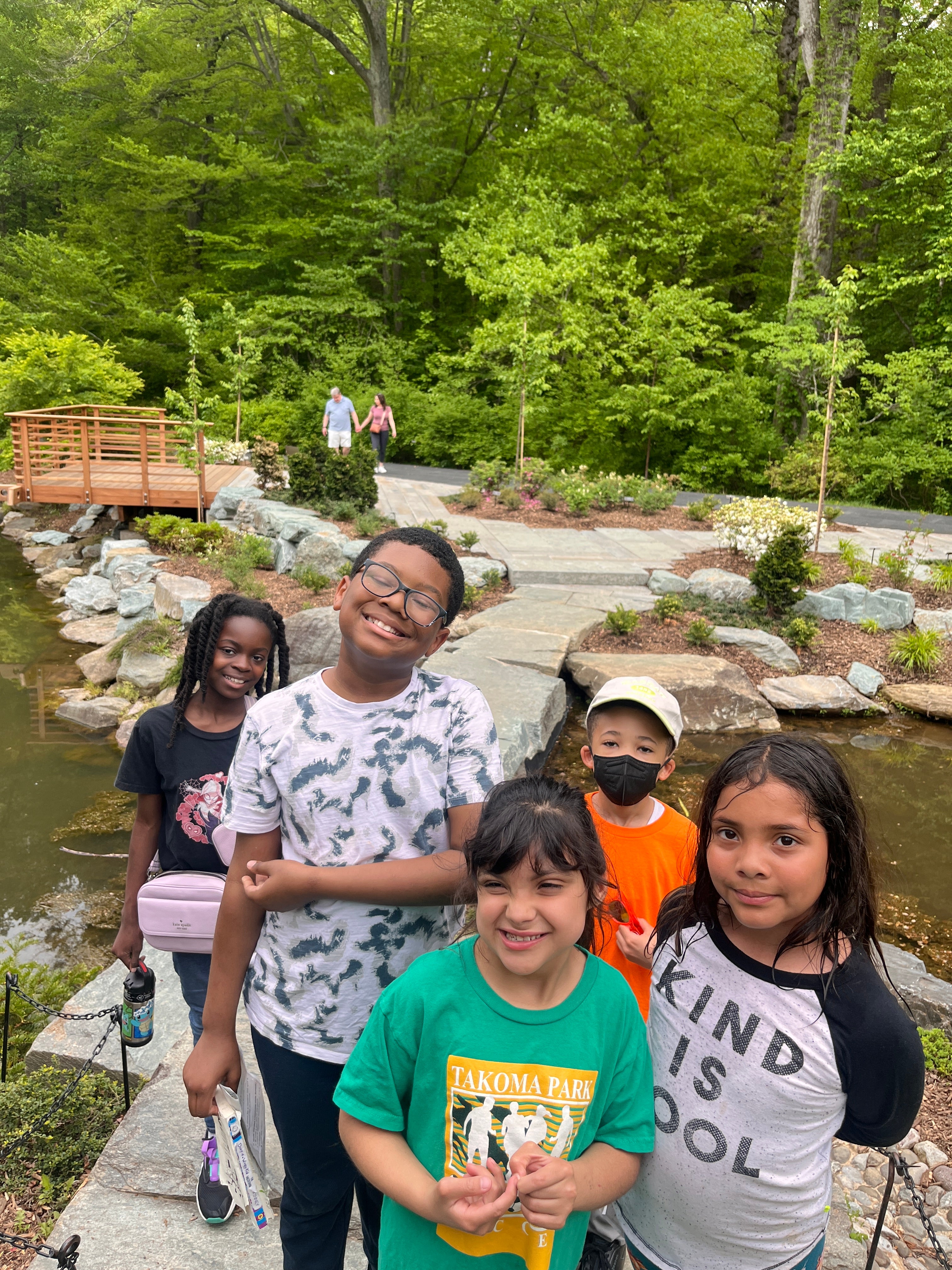 Kids in a group smiling at the camera