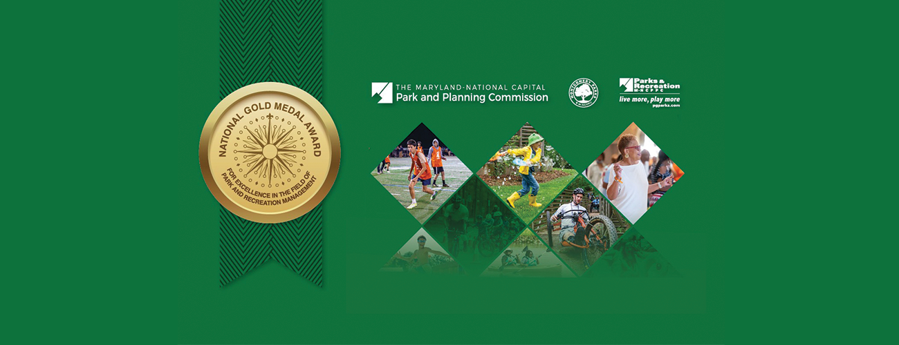 Graphic with a green background, logos, photo collage, and a gold medal that reads, 